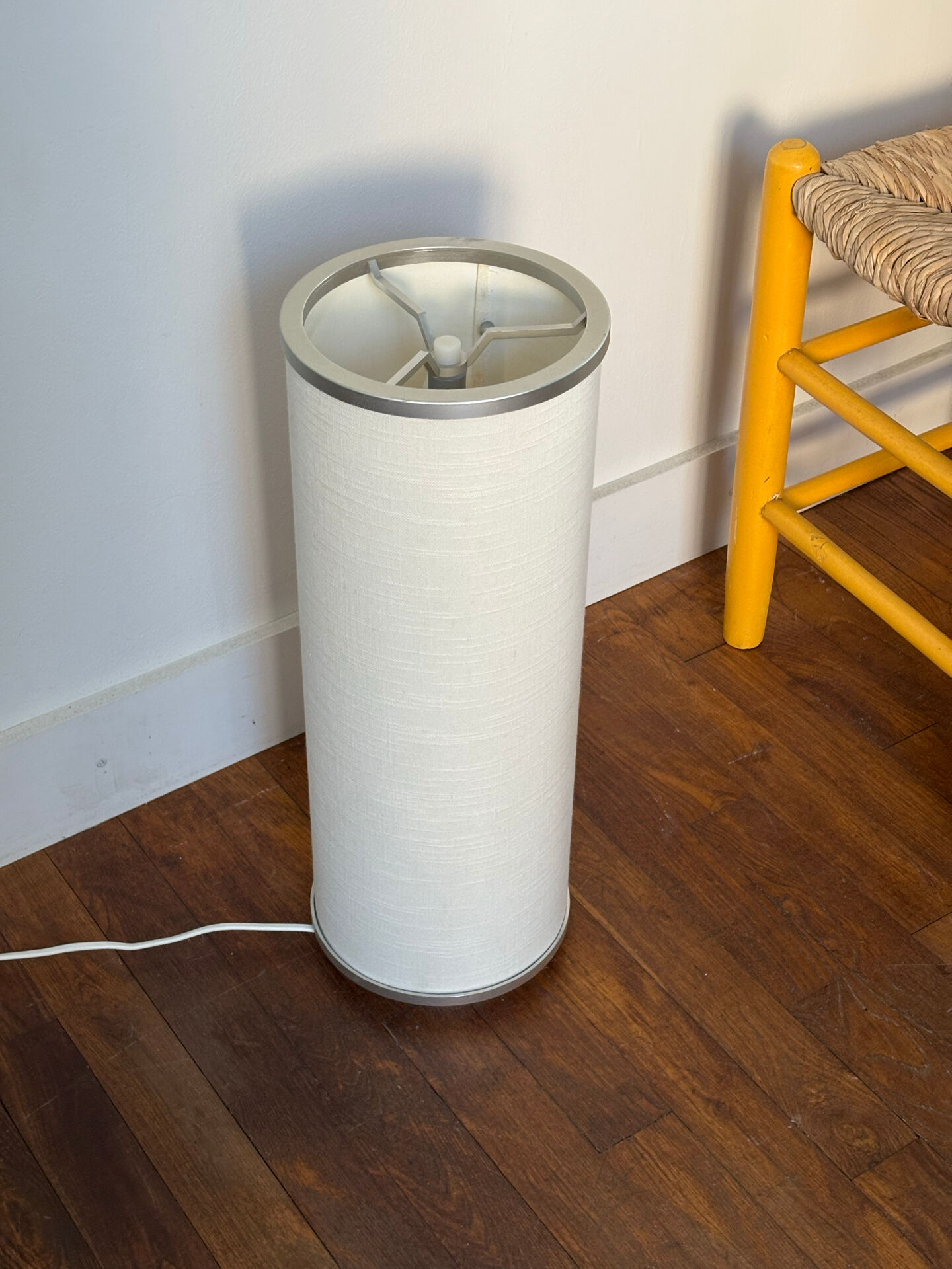 Linen and metal floor lamp