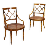 Antique walnut lacquered armchairs, Italy, 19th century