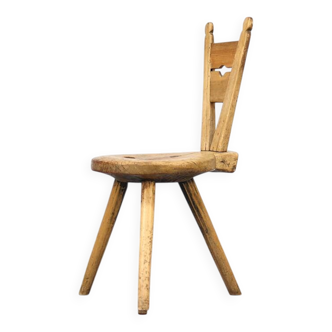 Swedish Antique Rustic Primitive three-legged Mountain Chair