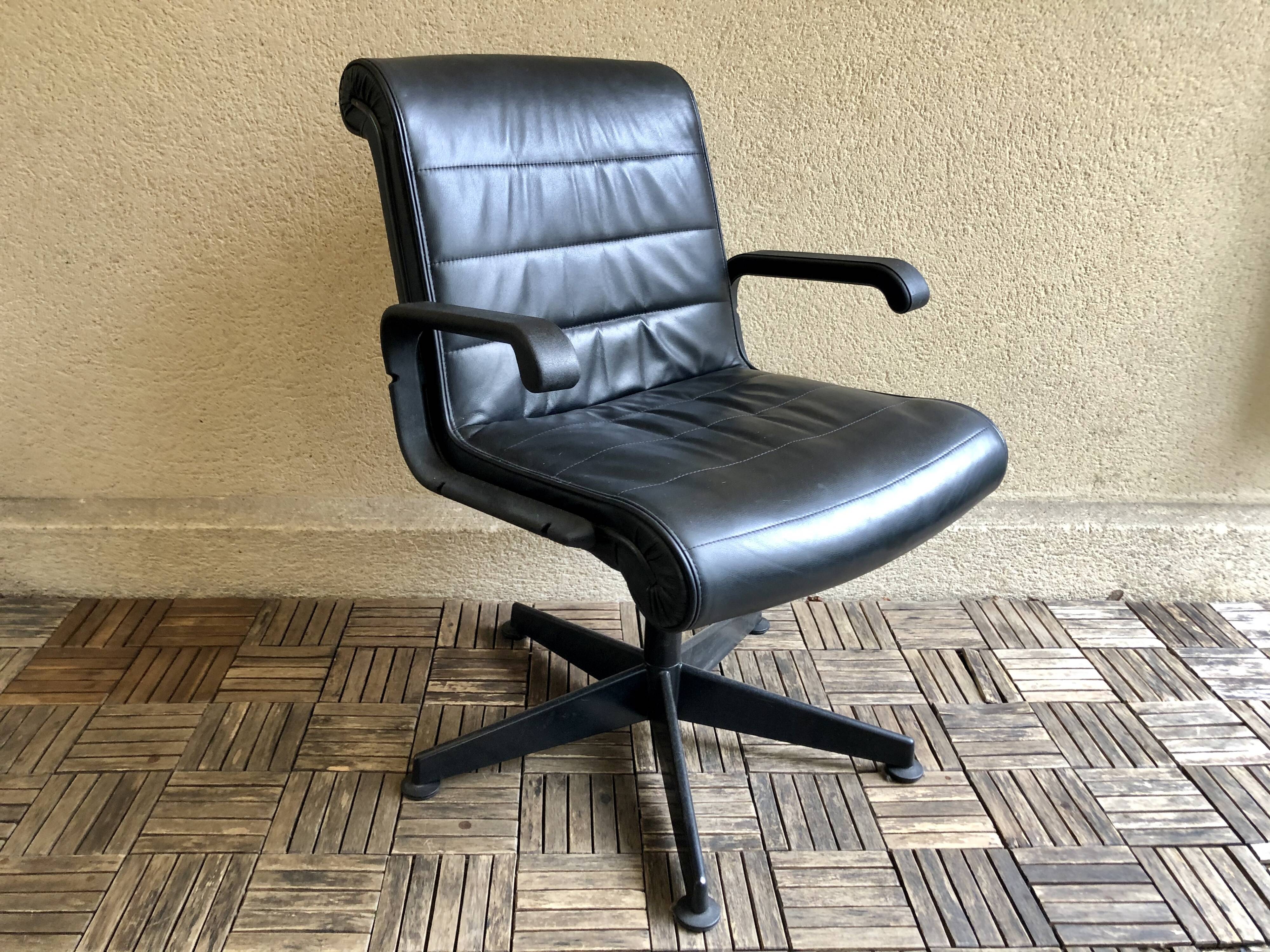 Richard Sapper vintage 90 black leather Knoll desk