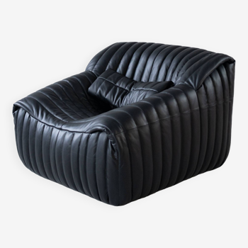 Fauteuil Cinna Ligne Roset en cuir noir attribué à Annie Hieronimus, 1970