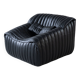 Cinna Ligne Roset Black Leather Armchair attributed to Annie Hieronimus, 1970s