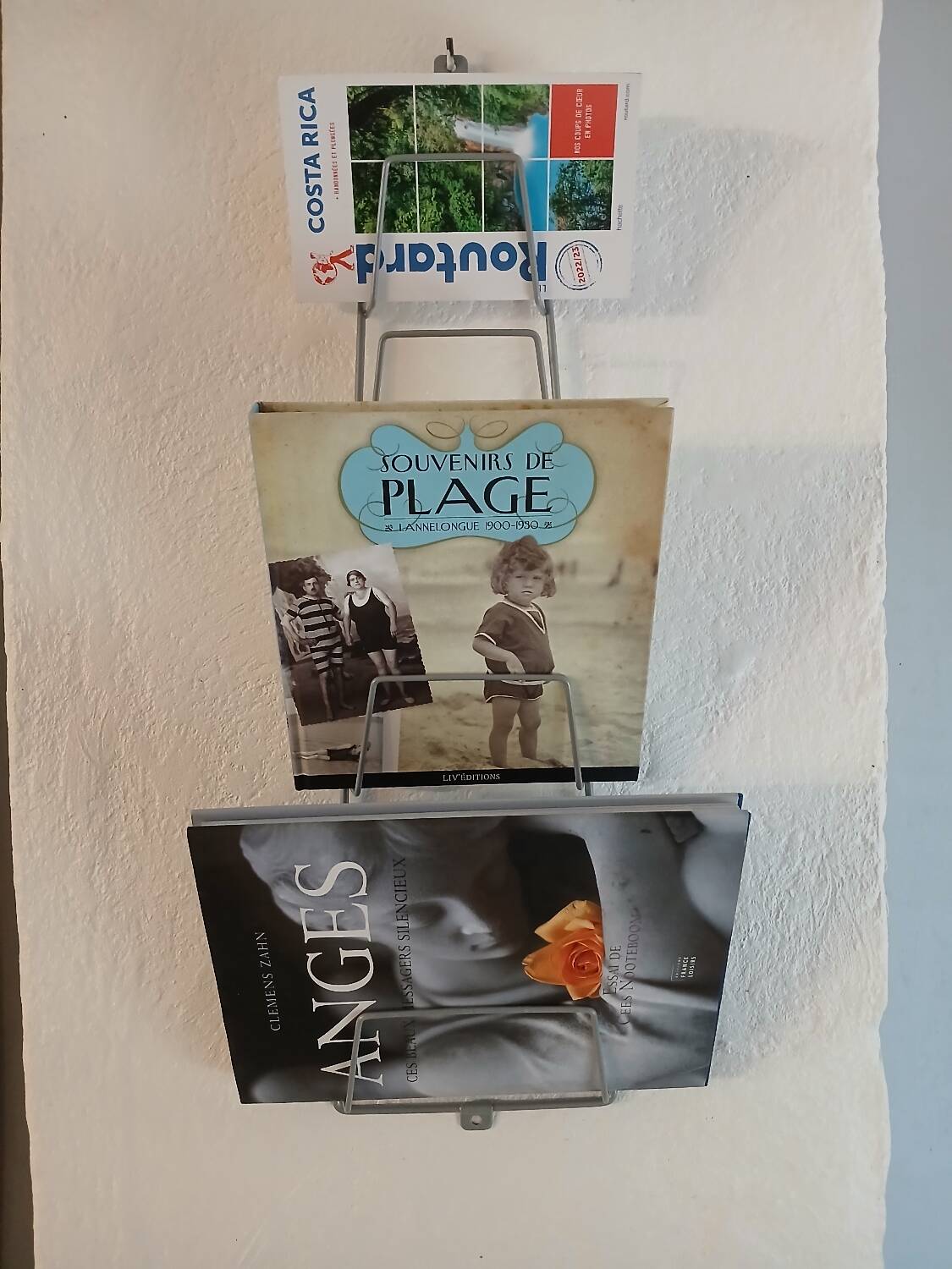 Metal wall-mounted magazine/book rack