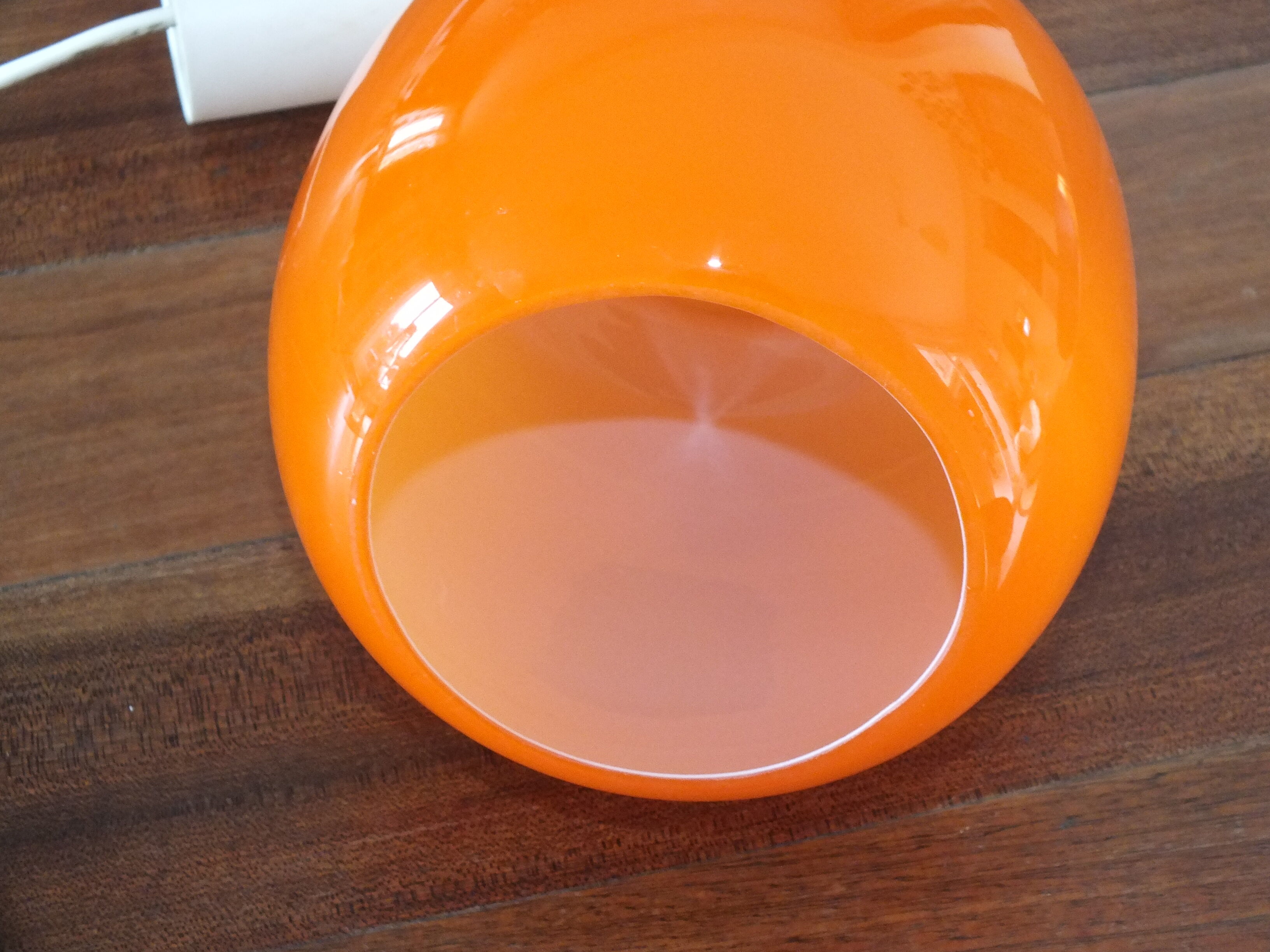 Vintage pendant lamp in orange opaline glass from the 70s