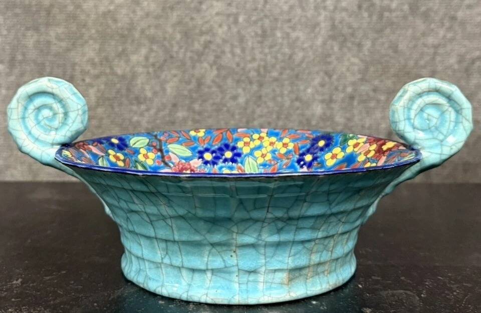 Longwy: Important bowl or empty pocket in polychrome cloisonné enamels