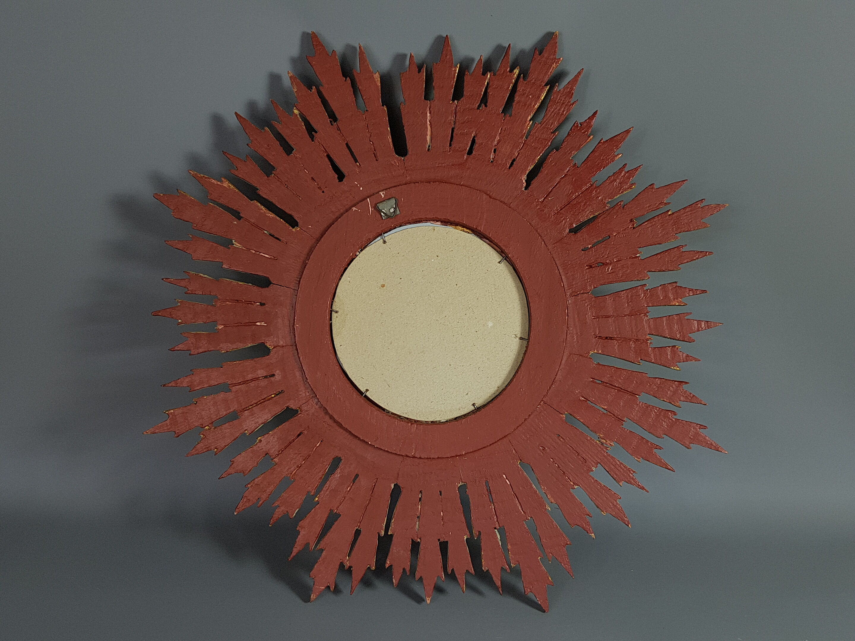 Sun mirror gilded with gold leaf Vintage 50s 42cm