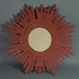 Sun mirror gilded with gold leaf Vintage 50s 42cm