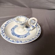 Ancien Bougeoir Porcelaine Blanc Bleu Dynastie Ming Chine