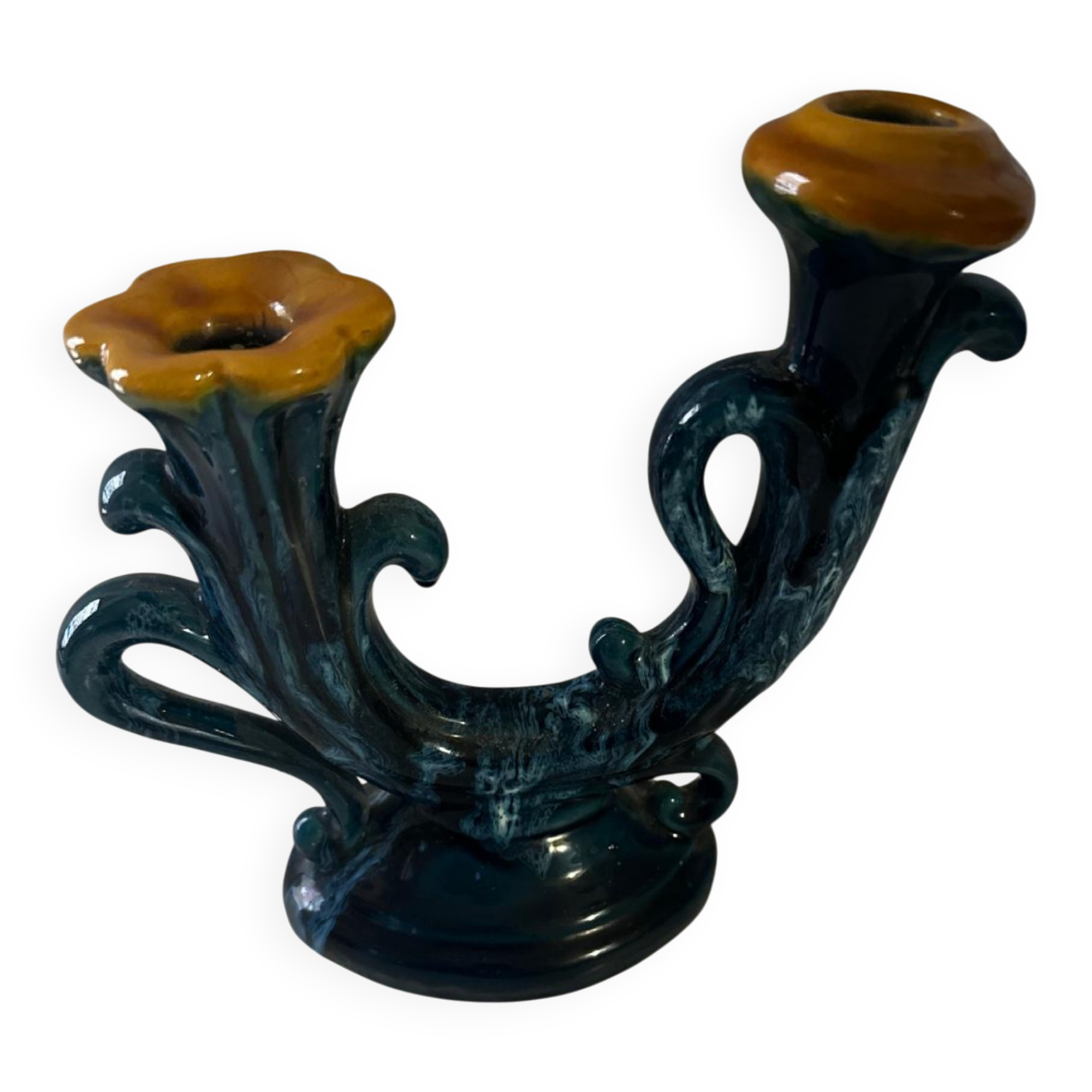 Vintage ceramic organic candlestick