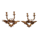 Pair of antique wall sconces in gilded wood from the 19th century.