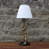 Brass golfer lamp