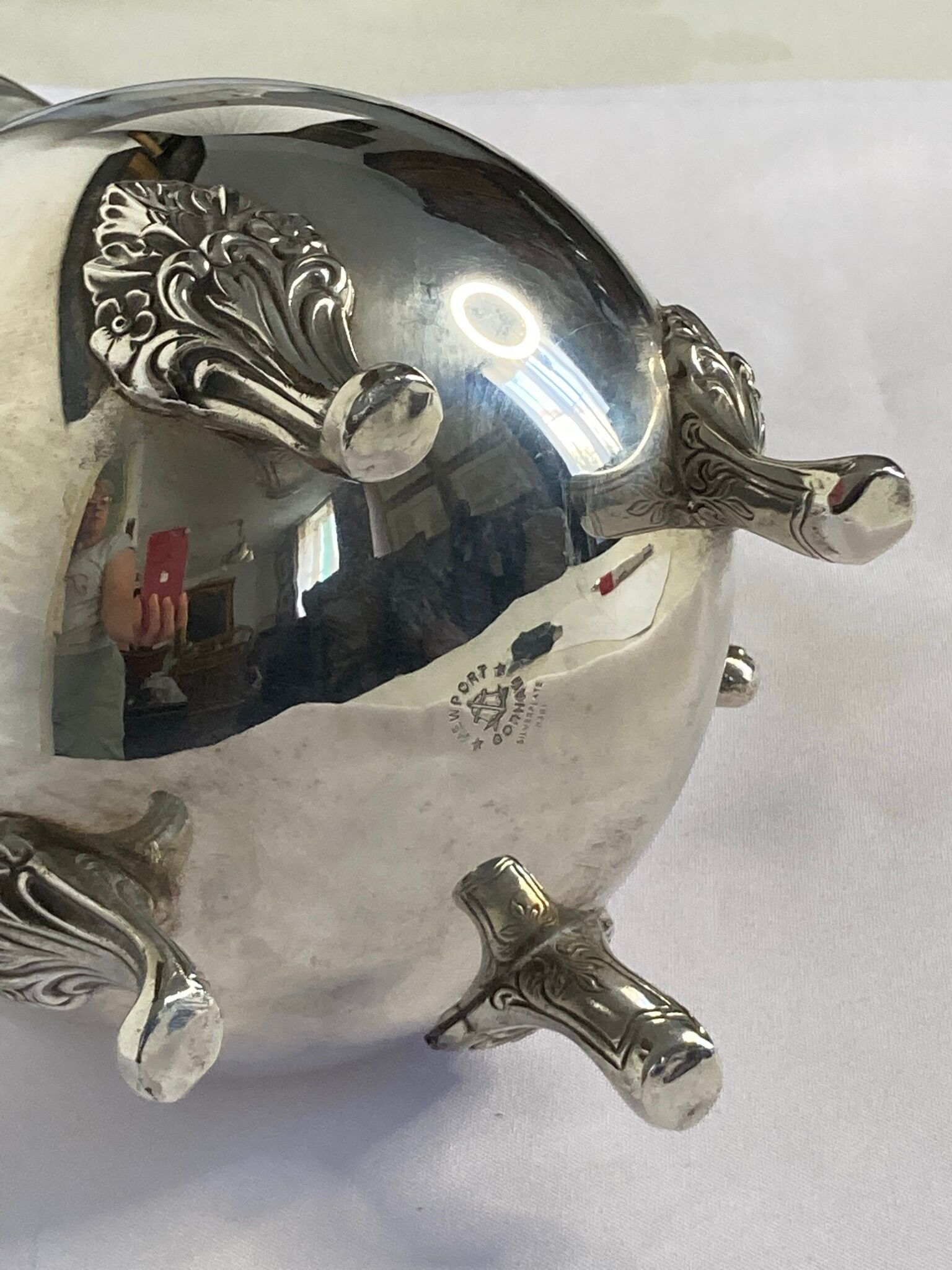 Old American silver metal water pitcher early twentieth century