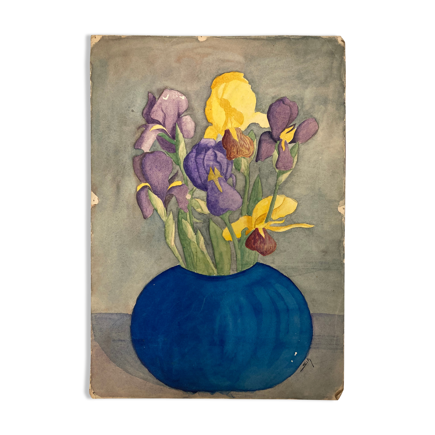 Watercolor with vintage irises