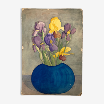 Aquarelle aux iris vintage