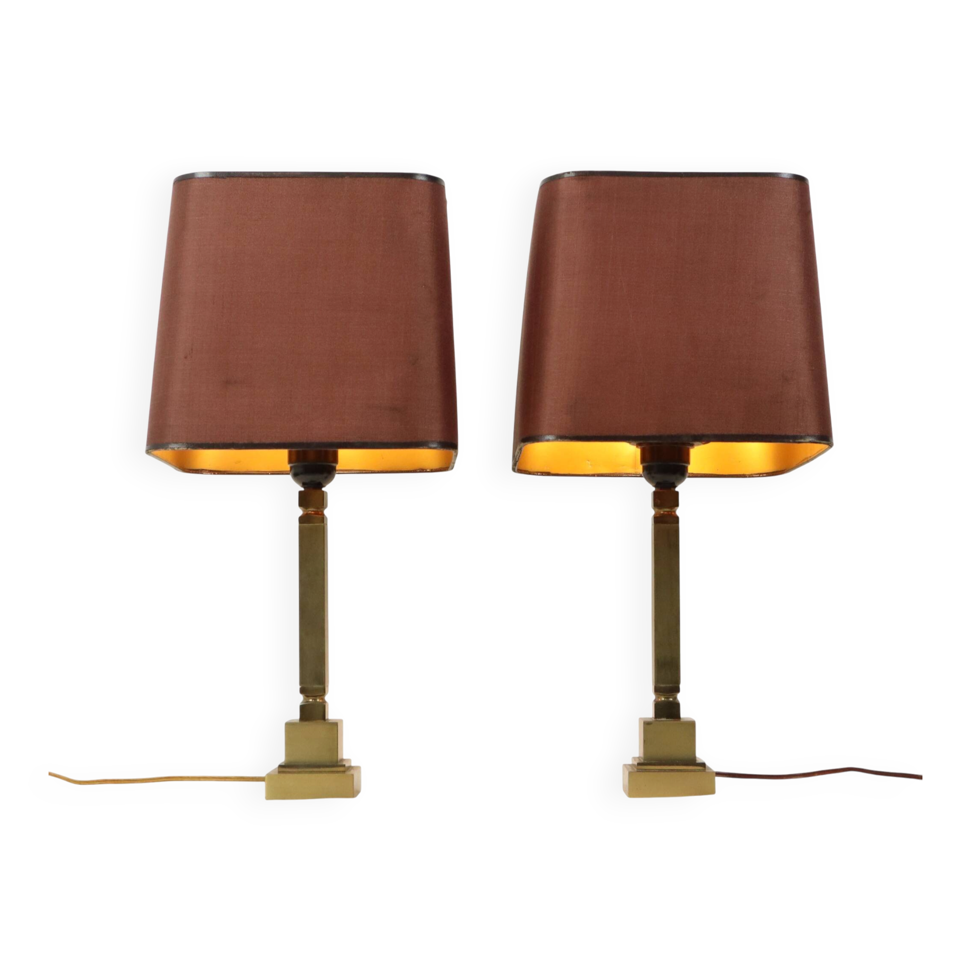 Paire de lampes de table en laiton de style Boulanger des années 50, 45 cm