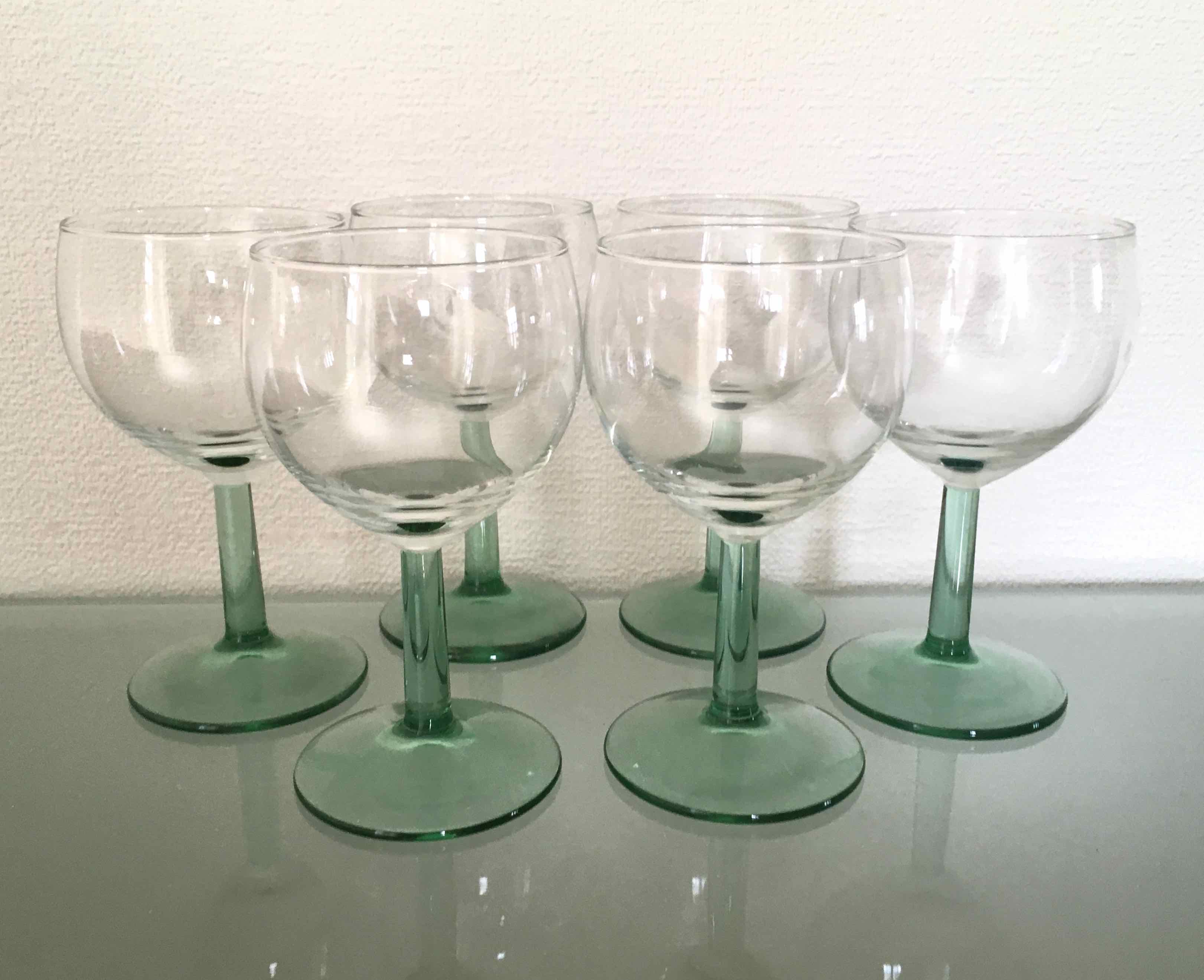 Set 6 vintage balloon glasses from Alsace