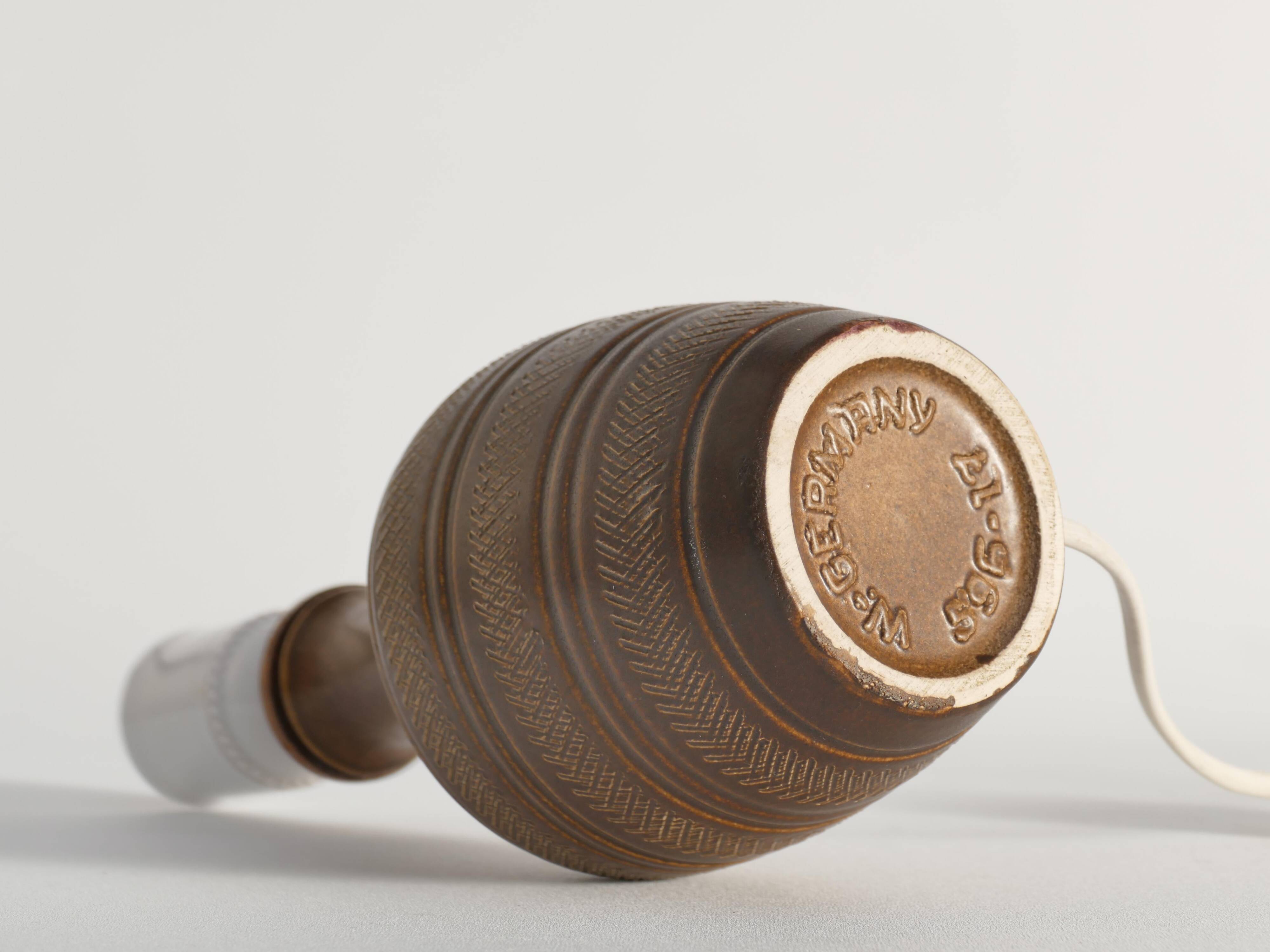 Brown Stoneware Table Lamp, Model number 59617, by Scheurich West Germany 1960s