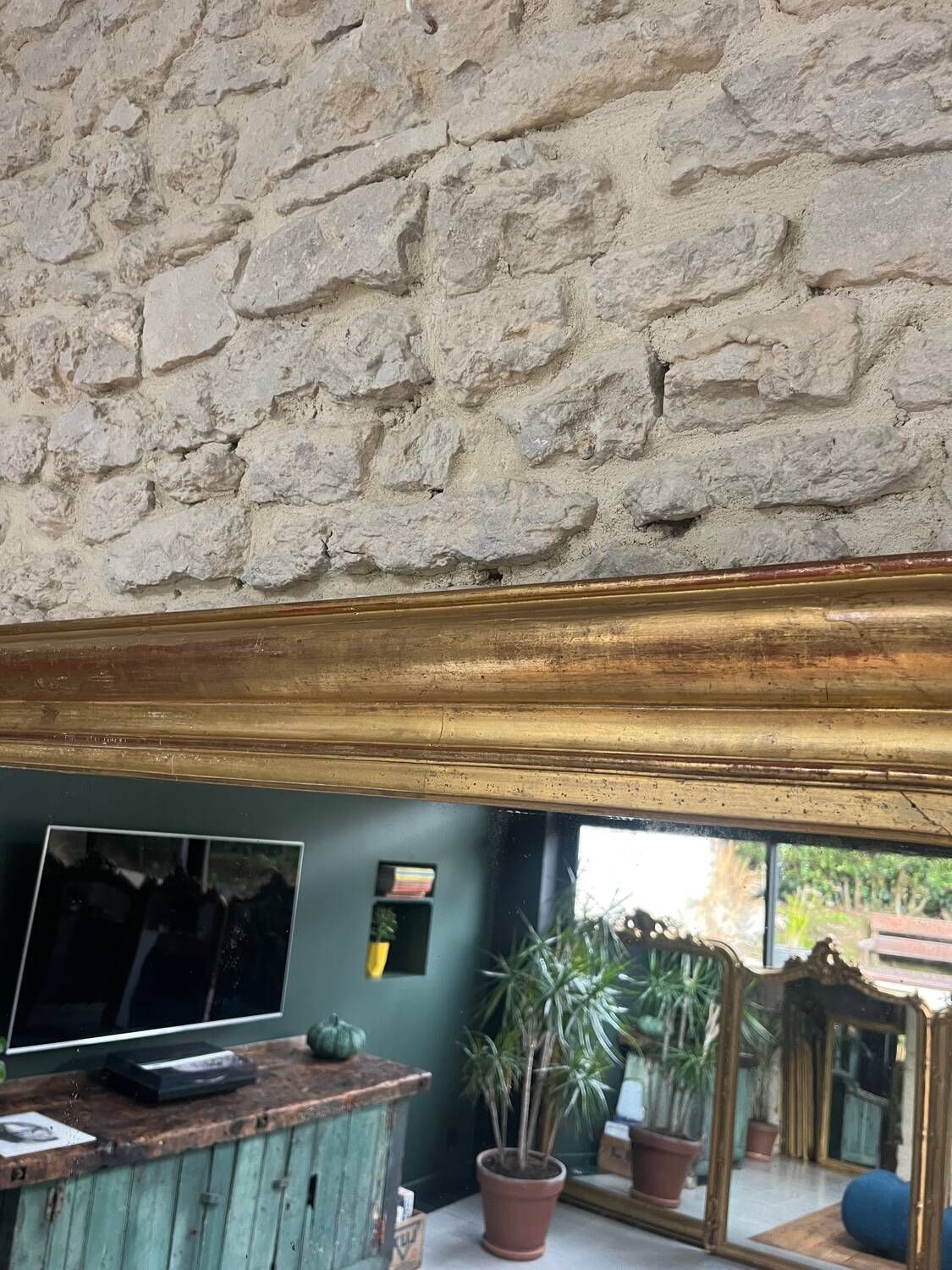 Antique Louis-Philippe mirror 200/150cm gold leaf and mercury glass