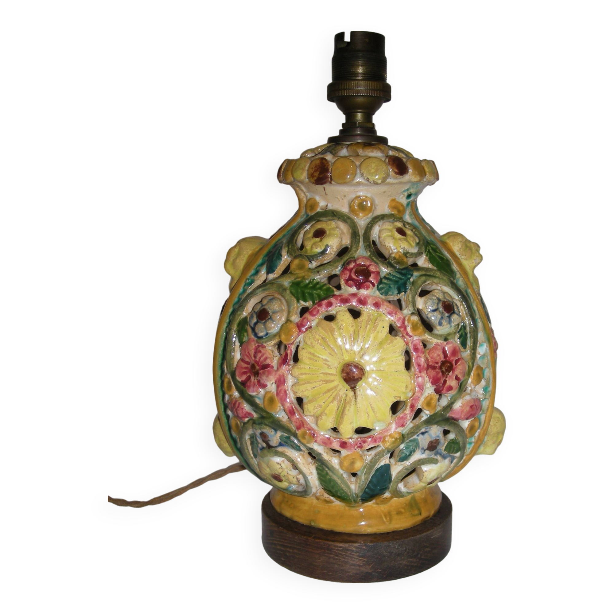 Openwork porcelain lamp base - Italy from the 1920s