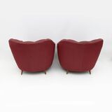 Pair of Gio Ponti Mid-Century Modern Velvet Armchairs for Casa e Giardino