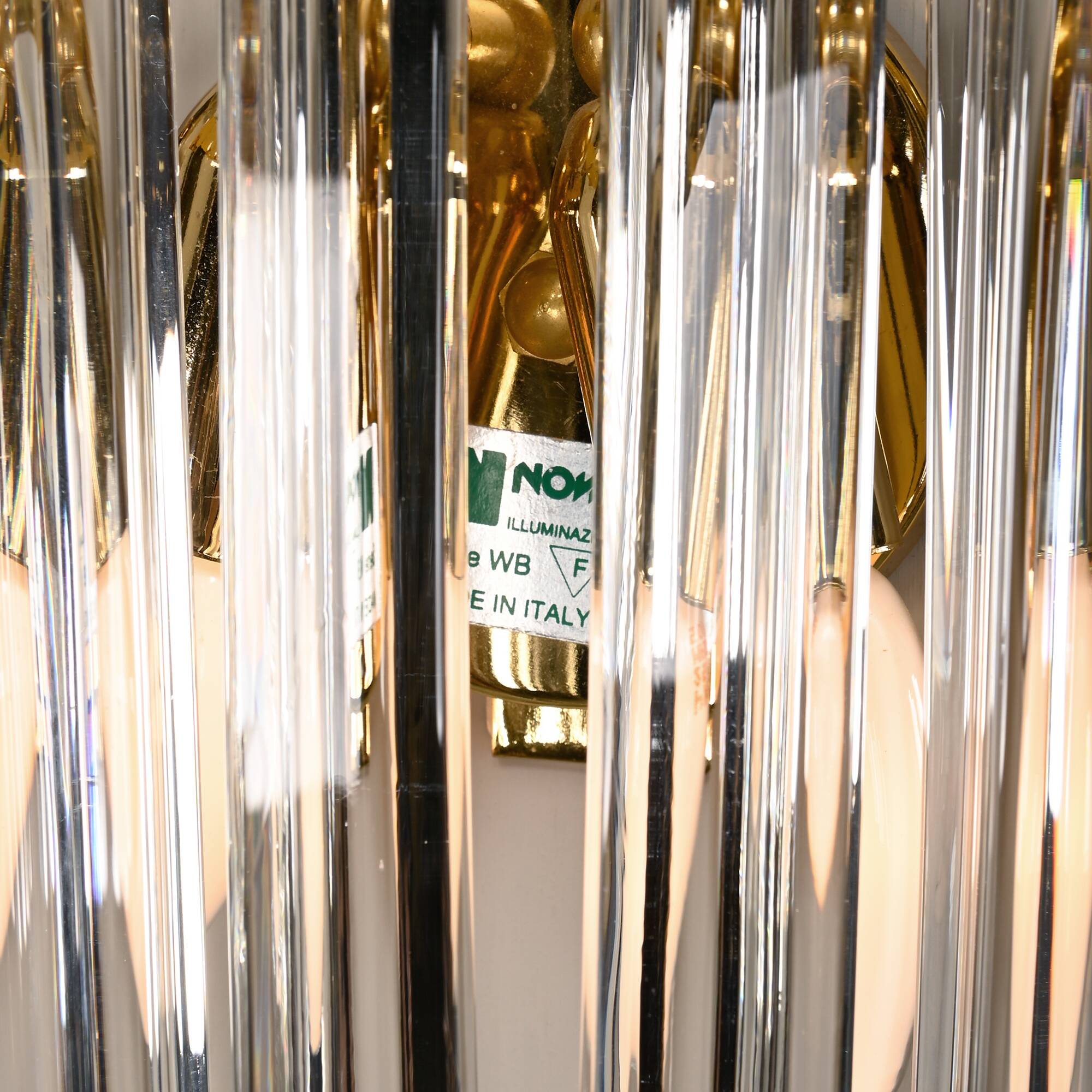 Wall lamps of brass and crystal glass by Novaresi, Italy 1970s