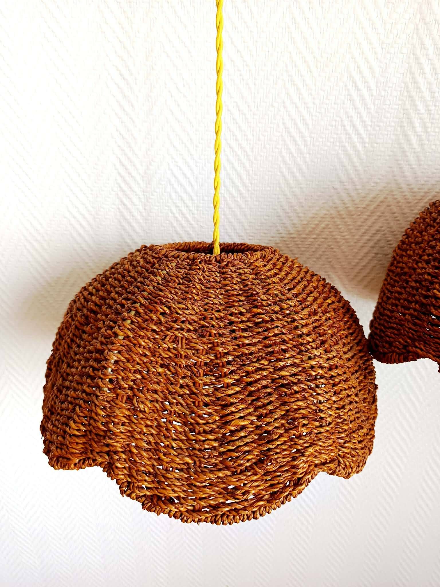 Pair of vintage wicker flower suspensions