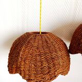 Pair of vintage wicker flower suspensions