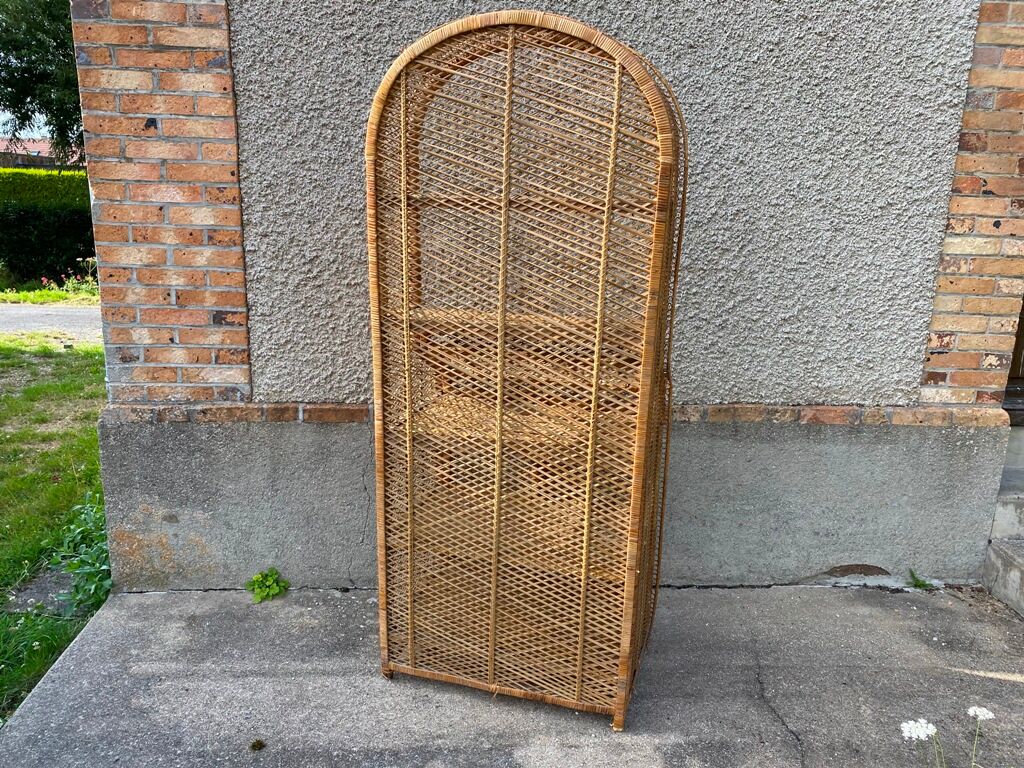 Cabinet library secretary wicker rattan year 60/70