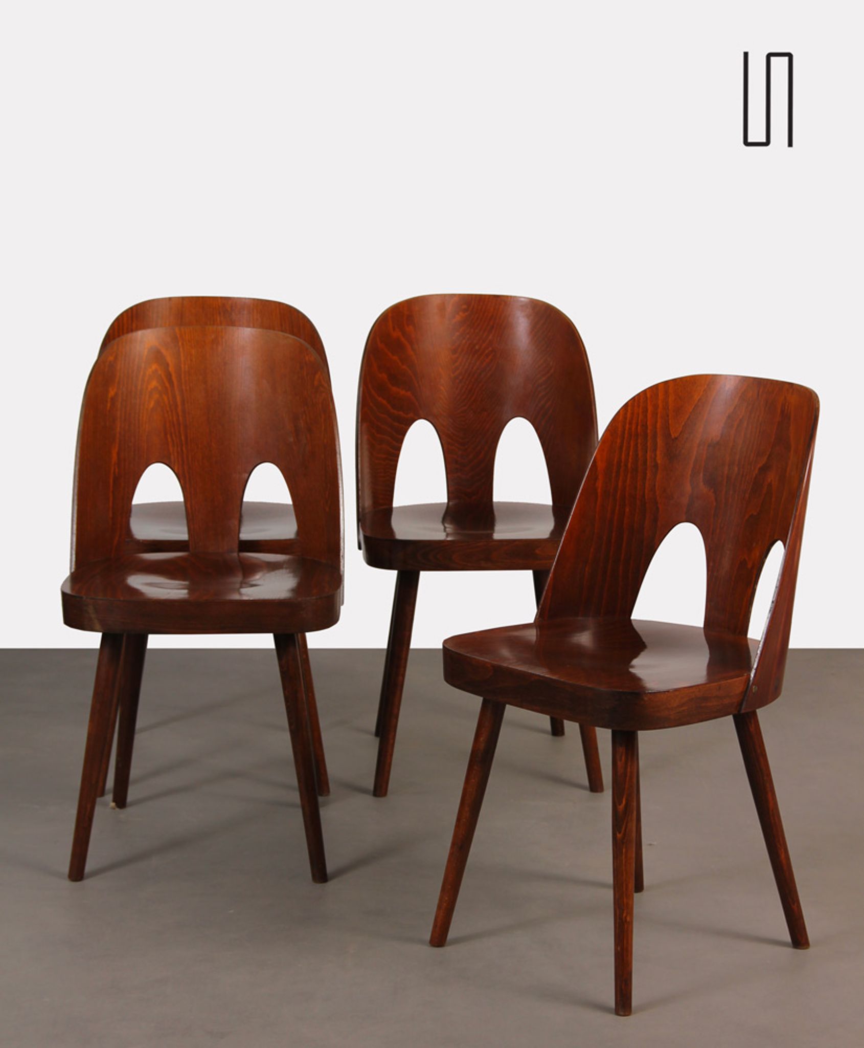 Suite of 4 vintage chairs by Oswald Haerdtl for Ton, 1960