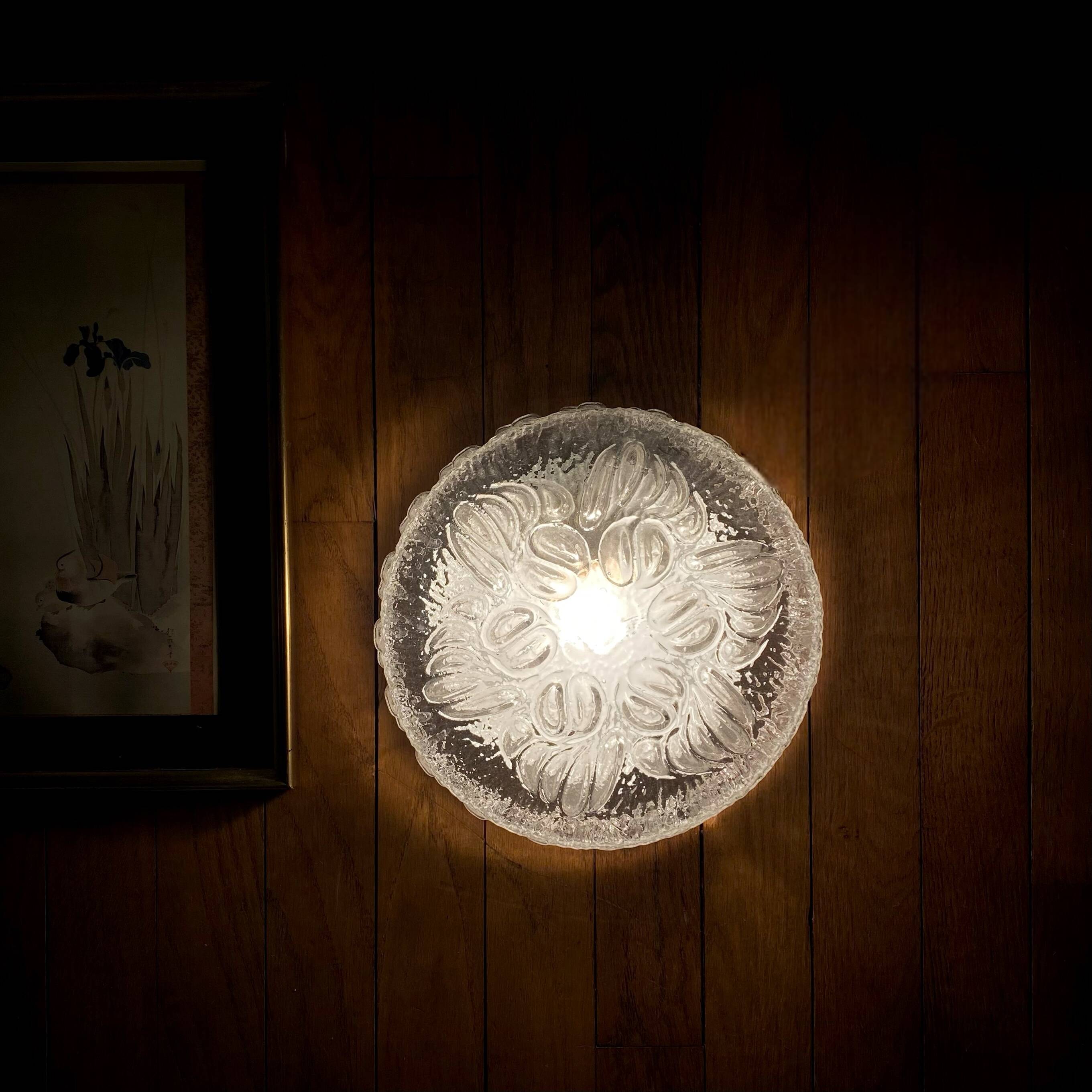 Molded glass wall sconce, 1970s-1980s, ceiling light