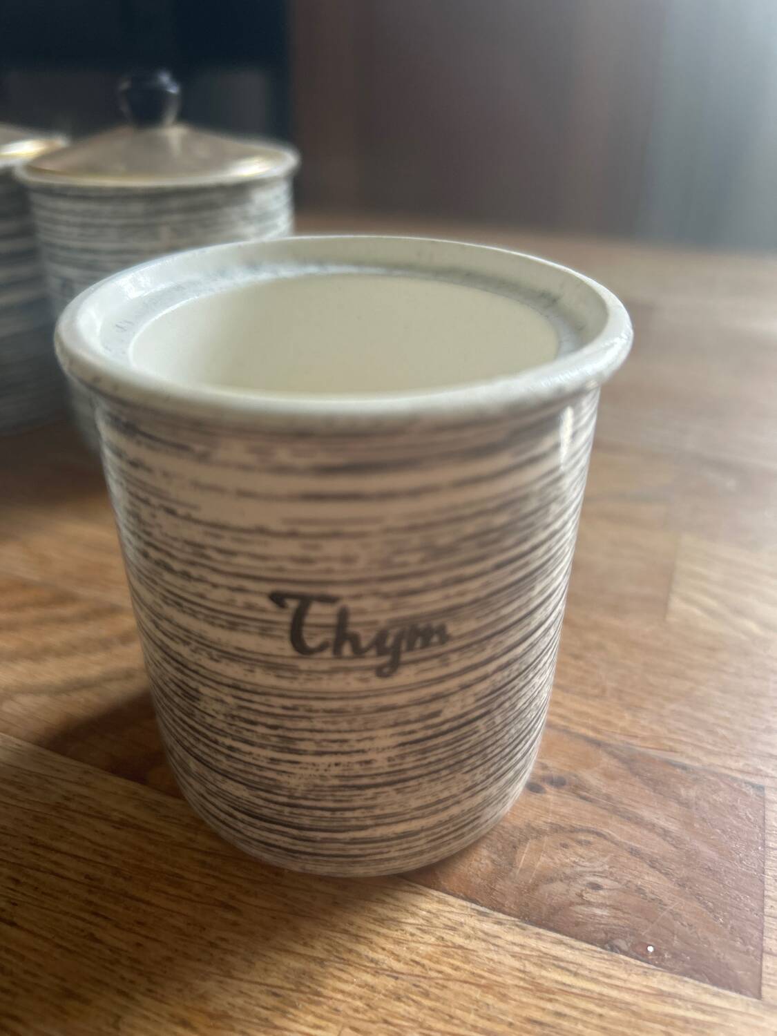 Series of eight vintage Salins spice jars