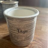 Series of eight vintage Salins spice jars