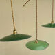 Lot of 3 vintage enamelled sheet metal lampshade pendants, industrial retro farmhouse