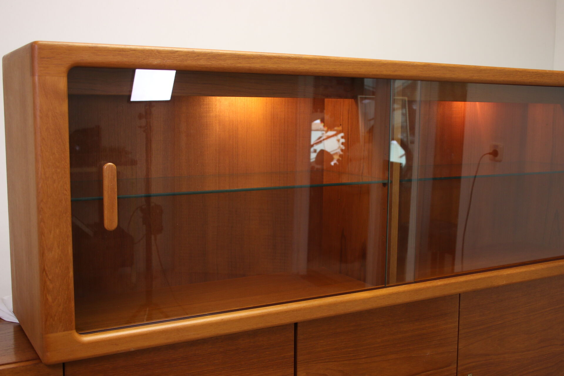 johannes Andersen teak lighted display cabine For Silkeborg Denmark