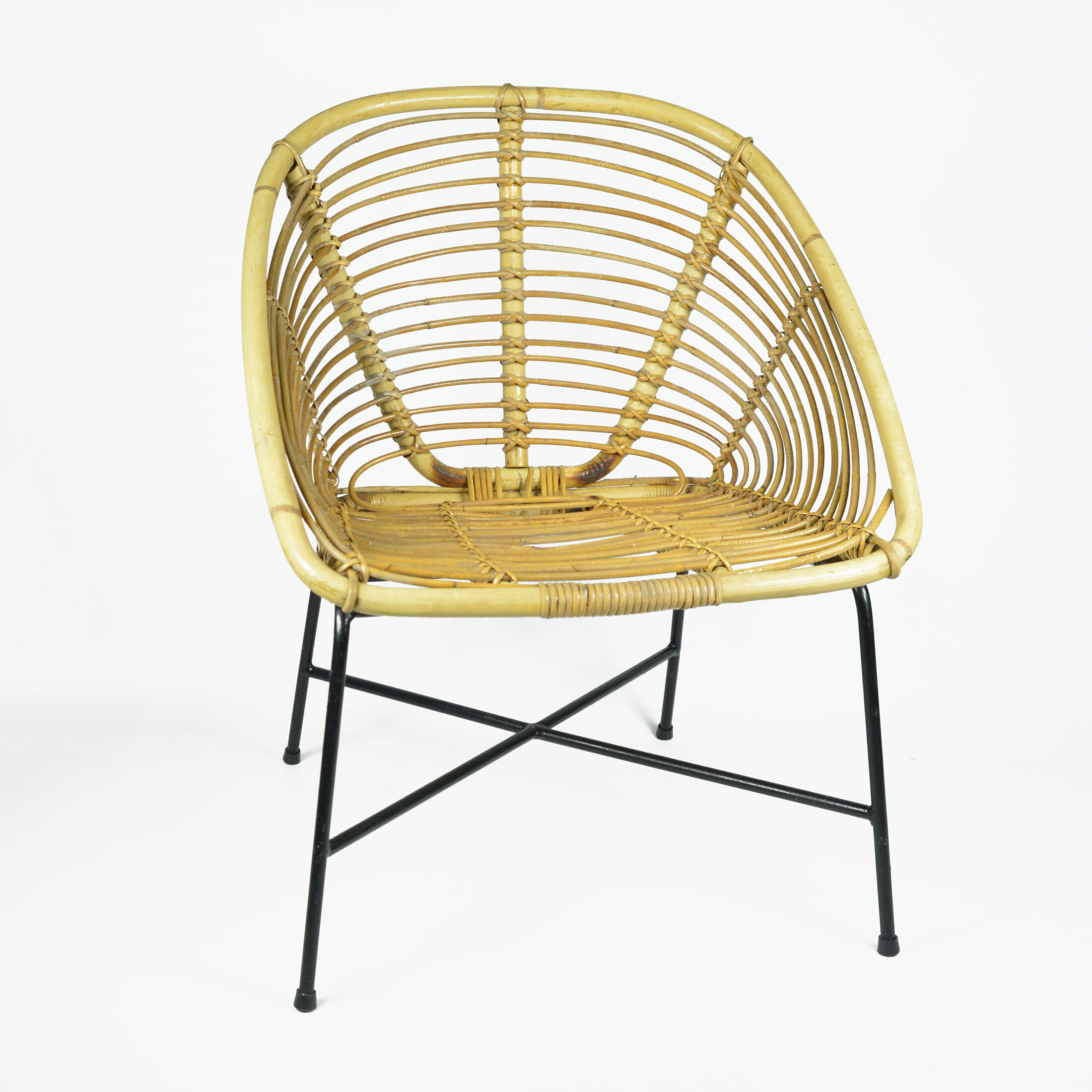 1960s Scandinavian modern rattan bucket armchair, Denmark
