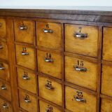 Dutch industrial apothecary cabinet in beech and oak 1940s