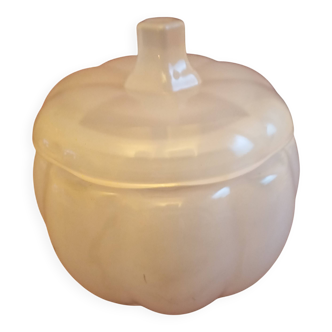 Candy box or glass sugar bowl in the shape of a white pumpkin