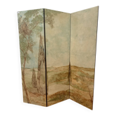 20th century three-leaf painted screen