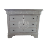 Commode ancienne en noyer style Louis Philippe patine grise