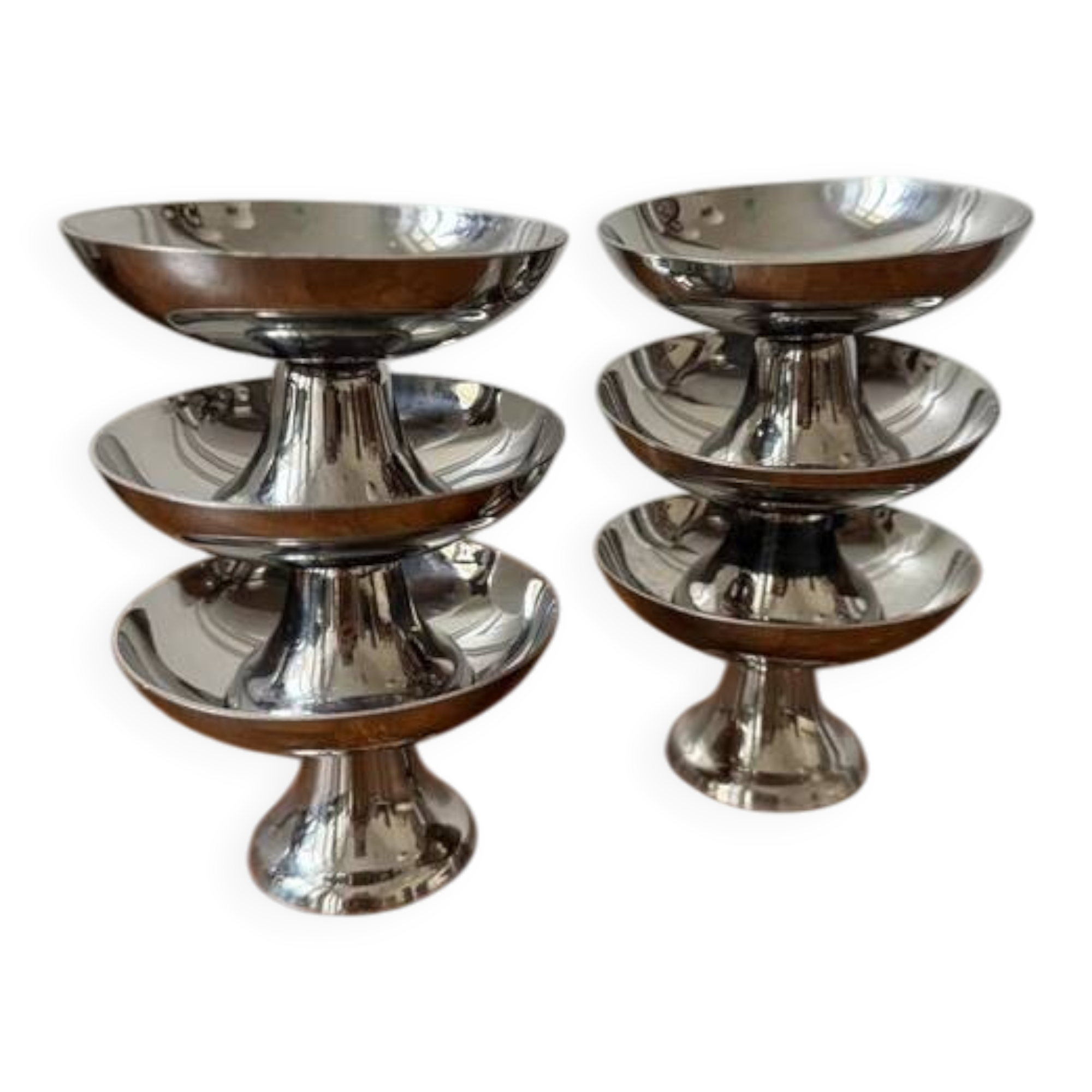 Set of 6 stainless steel bowls