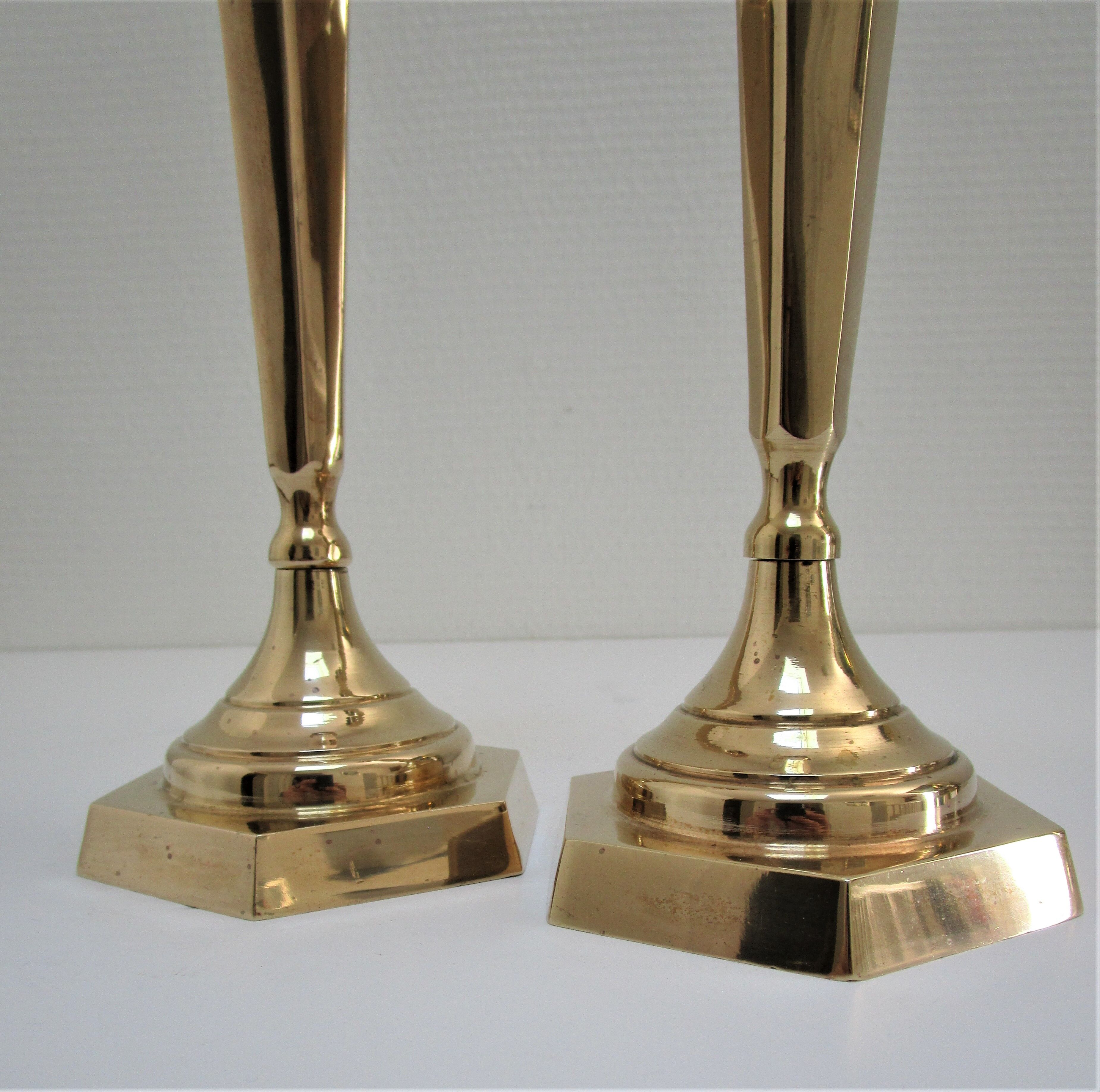 Pair of solid brass candle holders neo classic vintage style