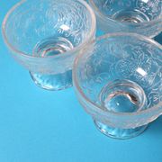 Set of 4 Vintage Pressed Glass Dessert Bowls Cibulak by Pavel Panek / 1977