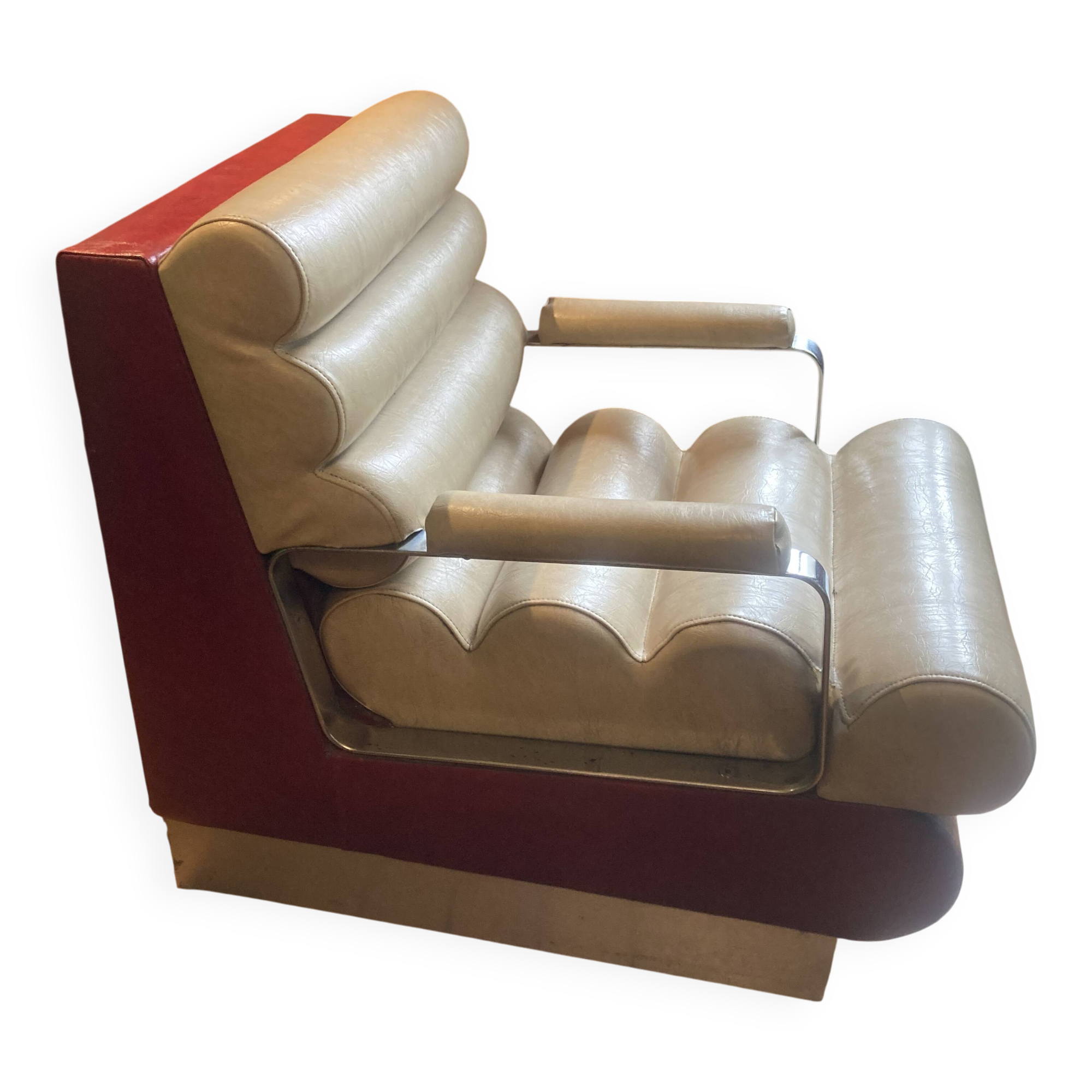 Red and beige armchair from the 1970s