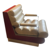 Fauteuil rouge et beige années 1970