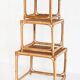 Ensemble de trois tables gigognes vintage en cannage. France, années 60