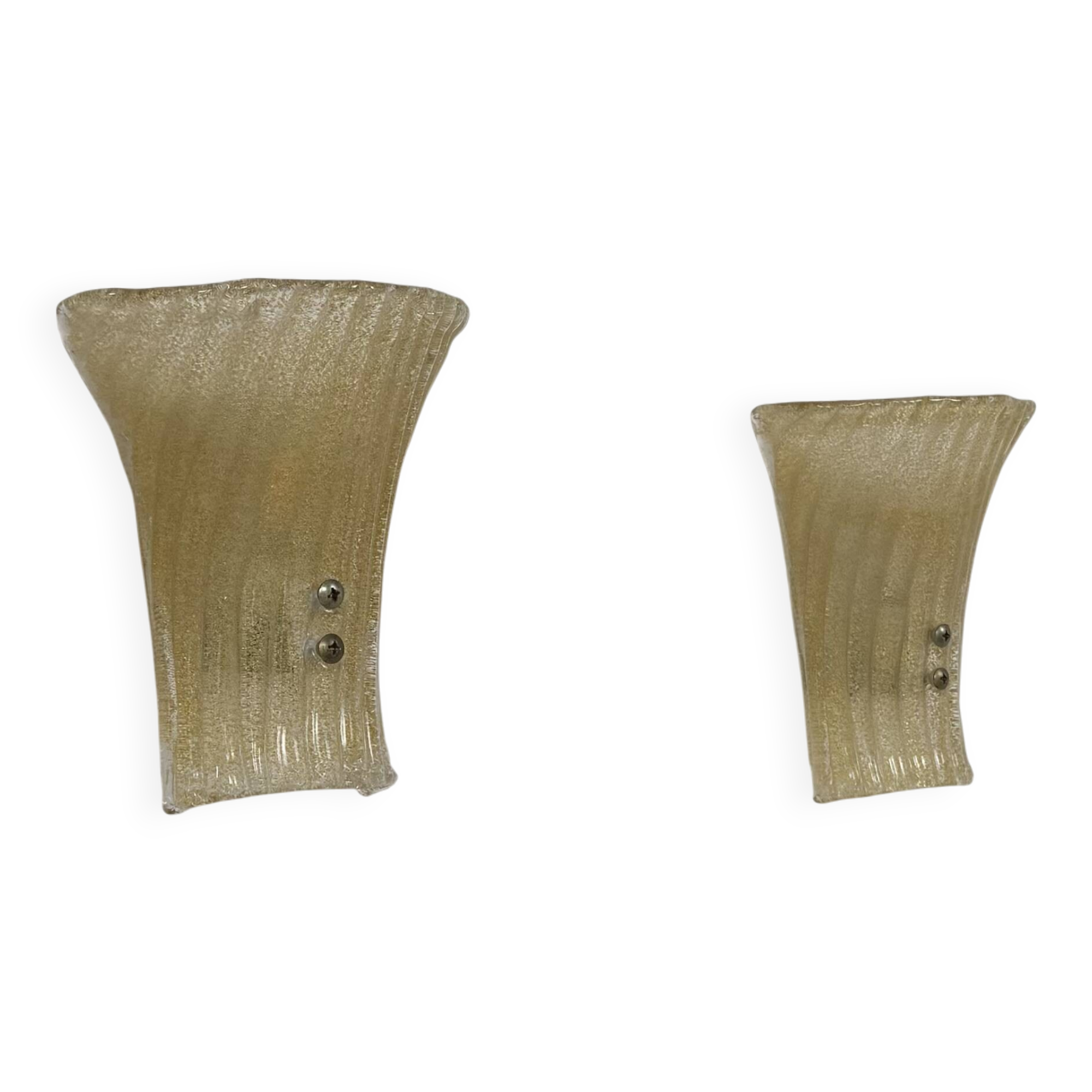 Pair of vintage Murano glass wall lights, pressed moulded, Italy, 1980.