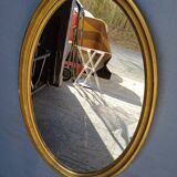 Miroir bois doré epoque 1960 ovale