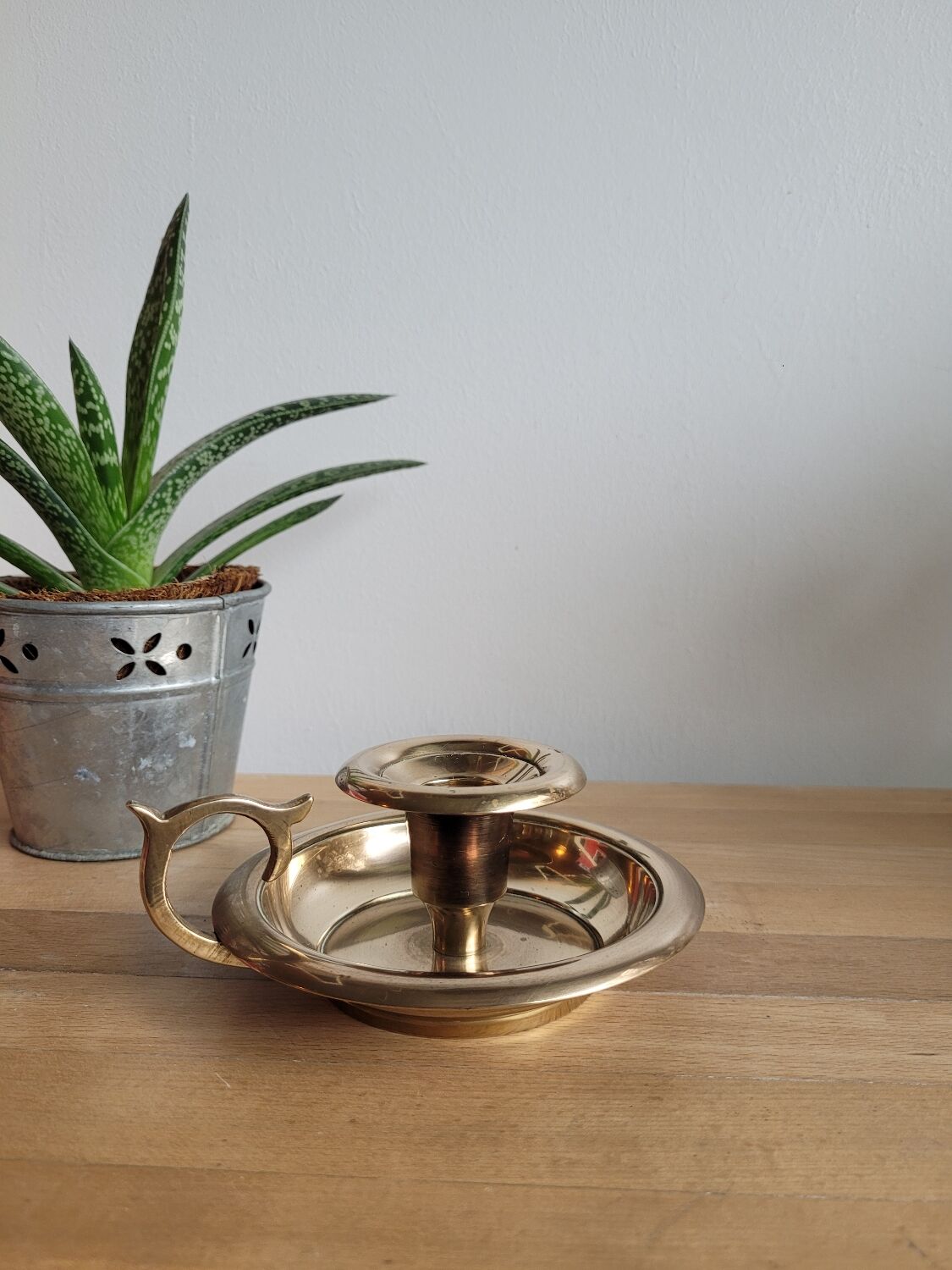 Brass cellar rat candle holder
