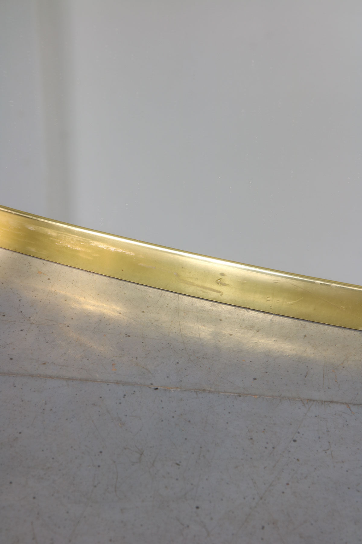Vintage oval golden frame mirror, 70s