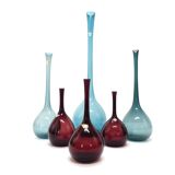 Set de 6 vases tulipe en verre soufflé par Arthur Percy, Gullaskruf, Suède